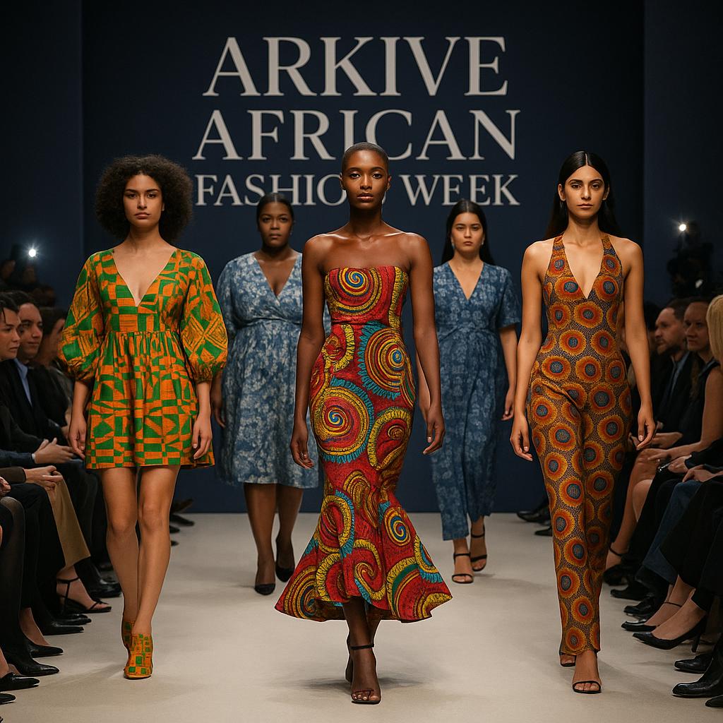 Model wearing modern African print jacket from a Nigerian designer on Arkive